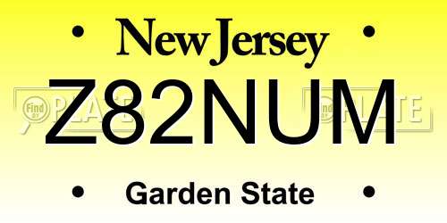 Z82NUM New Jersey License Plate