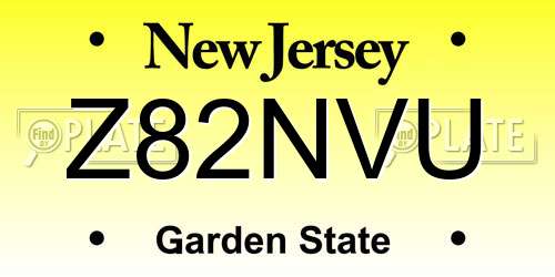 Z82NVU New Jersey License Plate