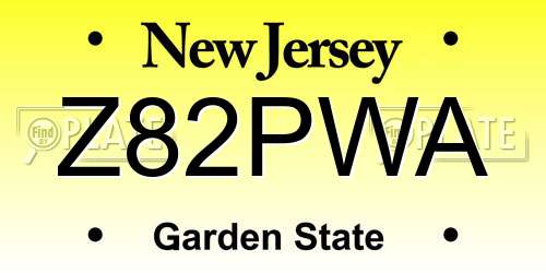Z82PWA New Jersey License Plate