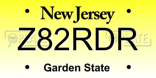 Z82RDR New Jersey License Plate