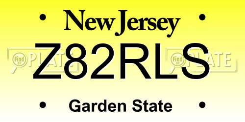 Z82RLS New Jersey License Plate