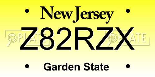 Z82RZX New Jersey License Plate