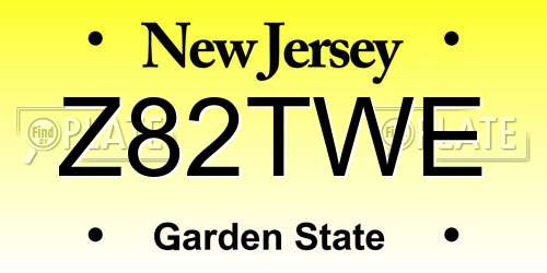 Z82TWE New Jersey License Plate