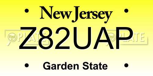 Z82UAP New Jersey License Plate