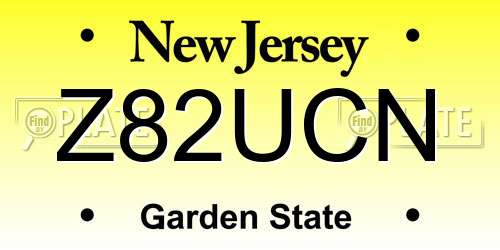 Z82UCN New Jersey License Plate