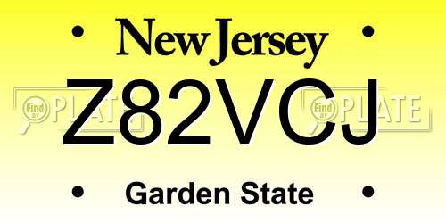 Z82VCJ New Jersey License Plate