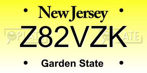 Z82VZK New Jersey License Plate