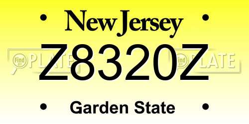 Z8320Z New Jersey License Plate