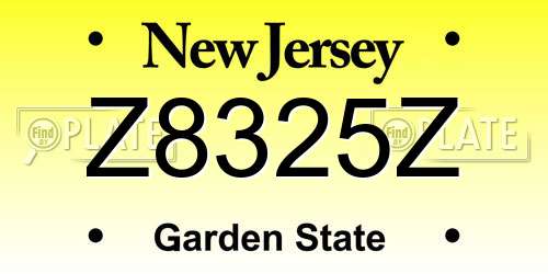 Z8325Z New Jersey License Plate