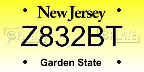 Z832BT New Jersey License Plate