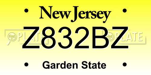 Z832BZ New Jersey License Plate