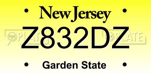 Z832DZ New Jersey License Plate