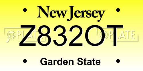 Z832OT New Jersey License Plate