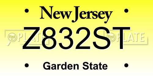 Z832ST New Jersey License Plate