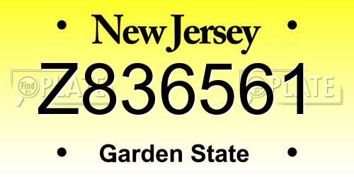 Z836561 New Jersey License Plate