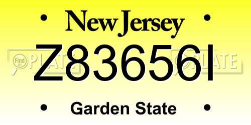 Z83656I New Jersey License Plate