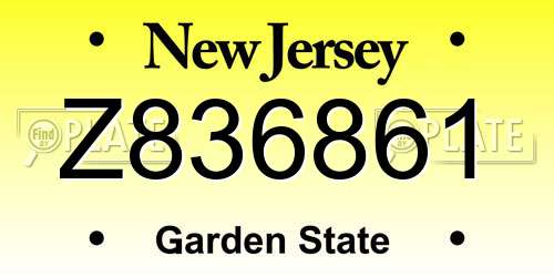 Z836861 New Jersey License Plate