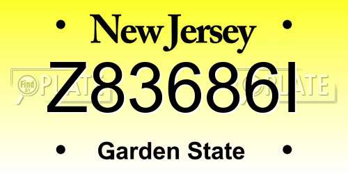 Z83686I New Jersey License Plate