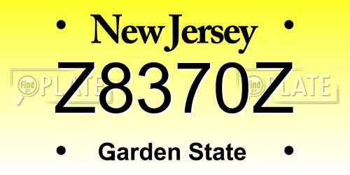 Z8370Z New Jersey License Plate
