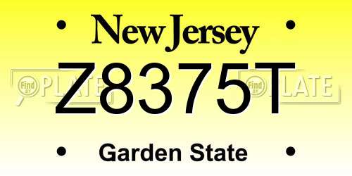 Z8375T New Jersey License Plate