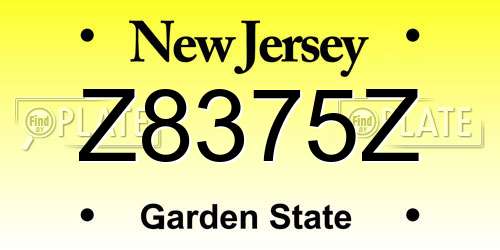 Z8375Z New Jersey License Plate