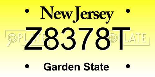 Z8378T New Jersey License Plate