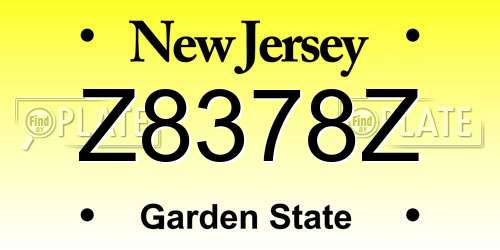 Z8378Z New Jersey License Plate