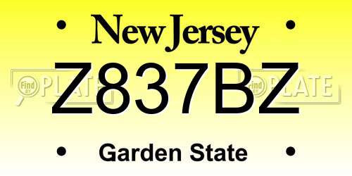 Z837BZ New Jersey License Plate