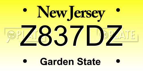 Z837DZ New Jersey License Plate