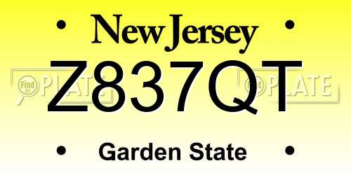 Z837QT New Jersey License Plate