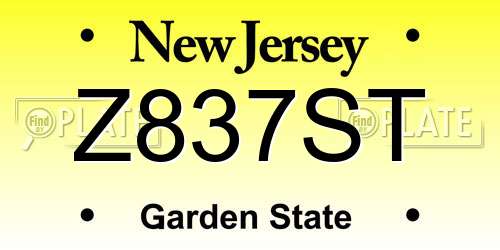 Z837ST New Jersey License Plate