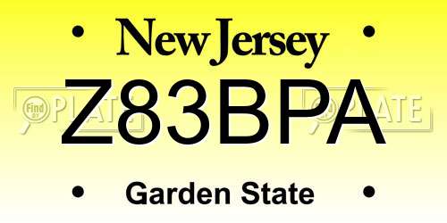Z83BPA New Jersey License Plate
