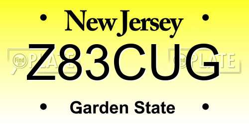 Z83CUG New Jersey License Plate