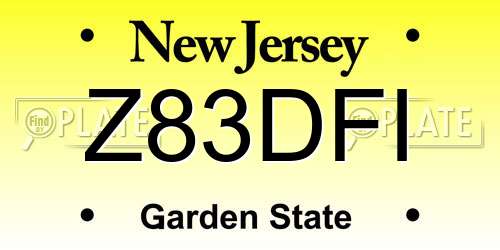 Z83DFI New Jersey License Plate