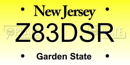 Z83DSR New Jersey License Plate