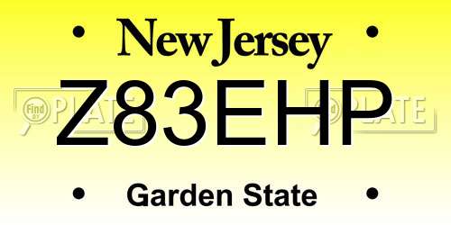 Z83EHP New Jersey License Plate