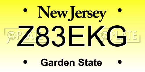 Z83EKG New Jersey License Plate