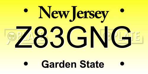 Z83GNG New Jersey License Plate