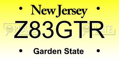 Z83GTR New Jersey License Plate
