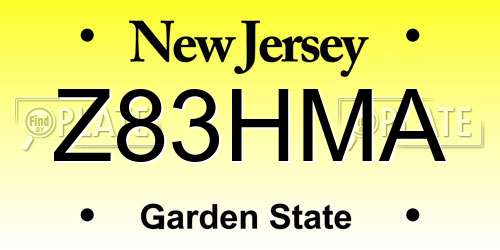 Z83HMA New Jersey License Plate