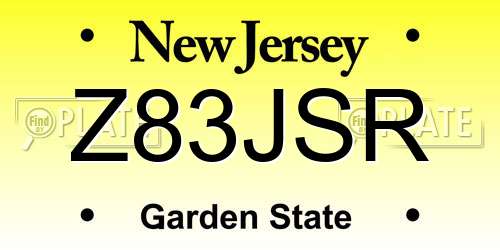 Z83JSR New Jersey License Plate