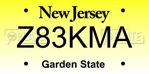 Z83KMA New Jersey License Plate
