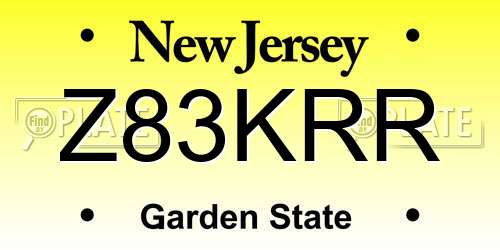 Z83KRR New Jersey License Plate