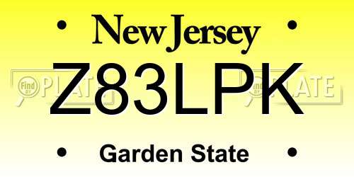 Z83LPK New Jersey License Plate