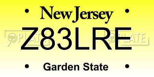 Z83LRE New Jersey License Plate