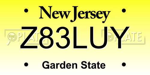 Z83LUY New Jersey License Plate