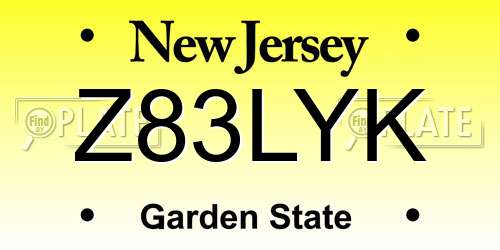 Z83LYK New Jersey License Plate