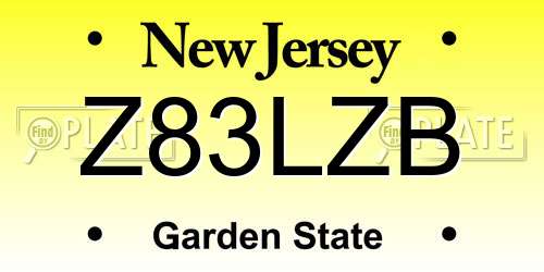 Z83LZB New Jersey License Plate