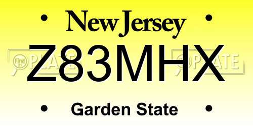 Z83MHX New Jersey License Plate