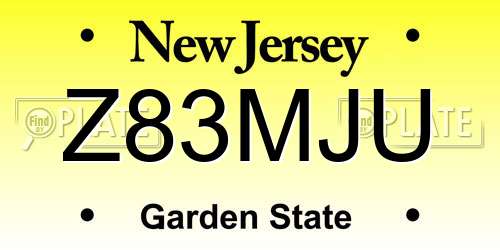 Z83MJU New Jersey License Plate